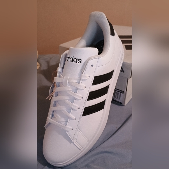 adidas Shoes - Adidas Classic White Sneakers with Black Stripes